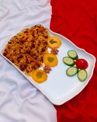 گردو پلو با مرغ تجربه ی اول