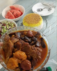 خورش گوشت و لوبیا با آلو ورق بزن گلم