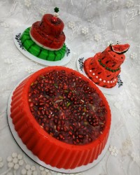 مینی کیک سه طبقه عریان_مینی ژله هندوانه_ژله انار_تاپر کوکی هندوانه