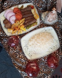 پلو و کباب تابه ای