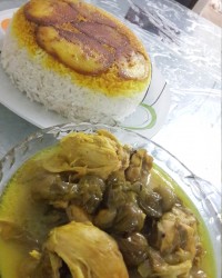 خورش آلو سبز با مرغ ورق بزن گلم