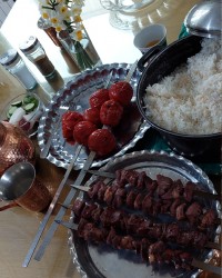 کباب دل قلوه جیگر گاو.آش رشته