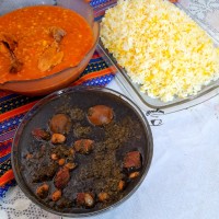 خورش قرمه سبزی شیر برنج