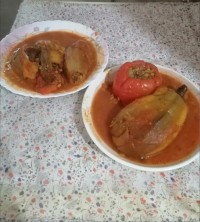 دلمه بادمجان و فلفل