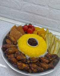 کتف و بال مرغ مزه دار شده (با سس باربیکیو)در فر