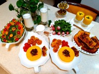 جوجه حلزونی با پاناکوتا زعفرونی