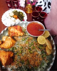 نخود فرنگی پلو با مرغ