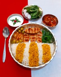 زیره پلو و شامی مرغ