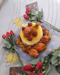 خوراک ران مرغ و آلوسیاه ورق بزن دوست گلم