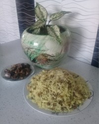 عدس پلو با جگر گوسفند