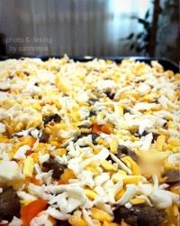 پیتزا مرغ و قارچ (کاری)
