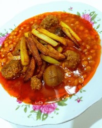 قیمه با گوشت قلقلی.