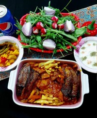 خوراک مرغ وبادمجان