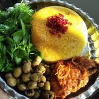 کته زعفرانی و مرغ