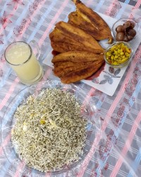 پلو شوید با ماهی سرخ کرده