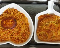 ماکارونی باته دیگ سیب زمینی ولواش