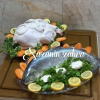 تزئین مرغ و ماهی