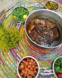 قلیه ماهی با برنج رشته ای بوشهری