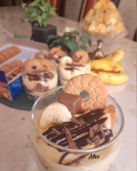 پودینگ موز با رویه مرنگ