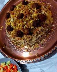 عدس پلو باگوشت قلقلی