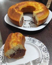 کیک ماست دورنگ