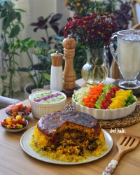 بادمجان پلو قزوینی