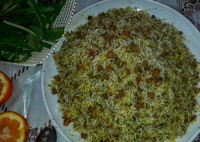 نخود پلو برنج.گوشت چرخ شده.نخود فرنگی.زعفران.شوید خشک.سیب زمینی.پیاز و ادویه جات