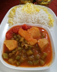 خورشت لوبیا سبز با مرغ