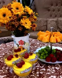 پودینگ زعفرانی و کیک به مناسبت تولد همسررر جانممم بمونه یادگاری