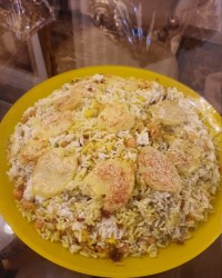 پلو نخودلپه با مرغ