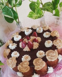 کیک قهوه گردویی فول شکلاتی