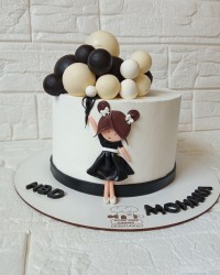 کیک دختر و بادکنک