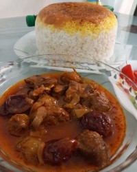 خورش آلو با گوشت ورق بزن گلم