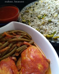 باقلا پلو با مرغ