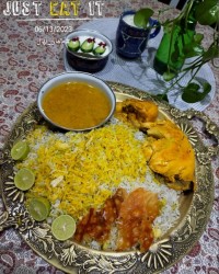 باقالی پلو با مرغ زعفرانی??