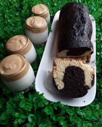 ڪیڪـ دو رنگــ (با دستور پاپیون) و قـهـوه دالگــونا