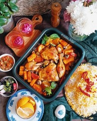 مرغ و سبزیجات تنوری