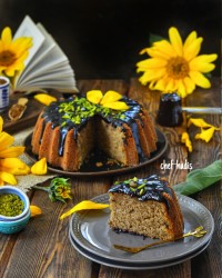 کیک قهوه با سس قهوه