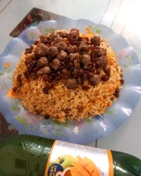 عدس پلو با گوشت قلقلی