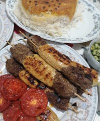 کباب تابه ای مرغ و گوشت