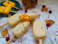 بستنی زعفرونی با شکلات سفید