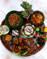 ناهارمون پلو شوید ولوبیاچشم بلبلی با مرغ مرینت شده