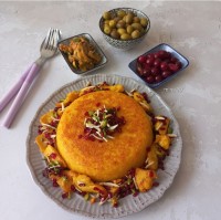 تهچین مرغ زعفرانی