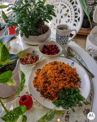 لوبیا پلو زعفرانی