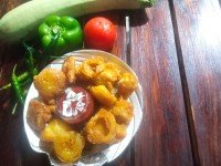 بنیه ی قارچ و پیاز و مرغ و سیب زمینی