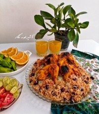 پلو مرغ دودی