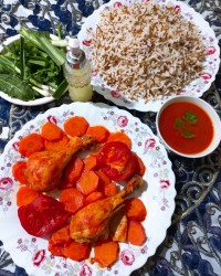 رشته پلو با مرغ