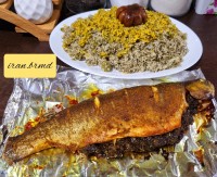 باقالی پلو و ماهی شکم پر