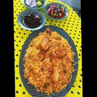 لوبیا پلو با مرغ