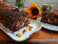 کیک دورنگ با گاناش شکلاتی
